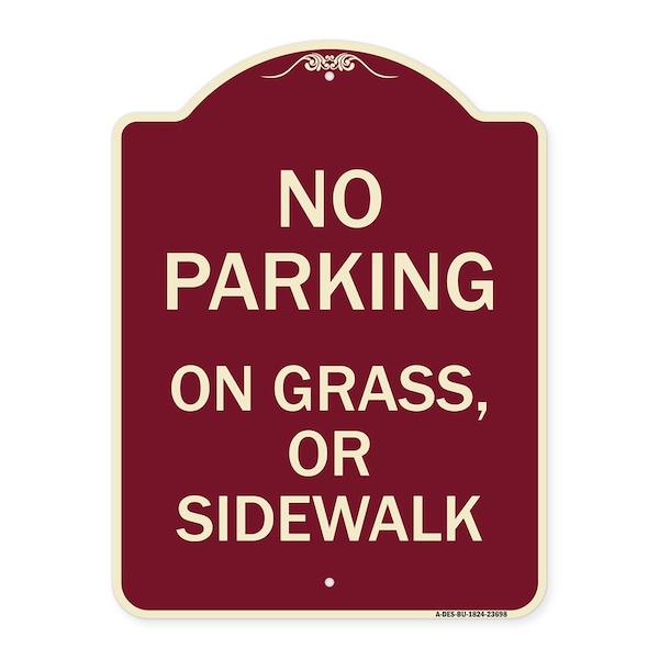 Signmission No Parking on Grass or Sidewalk Parking Heavy-Gauge Aluminum Sign, 24" x 18", BU-1824-23698 A-DES-BU-1824-23698 - main
